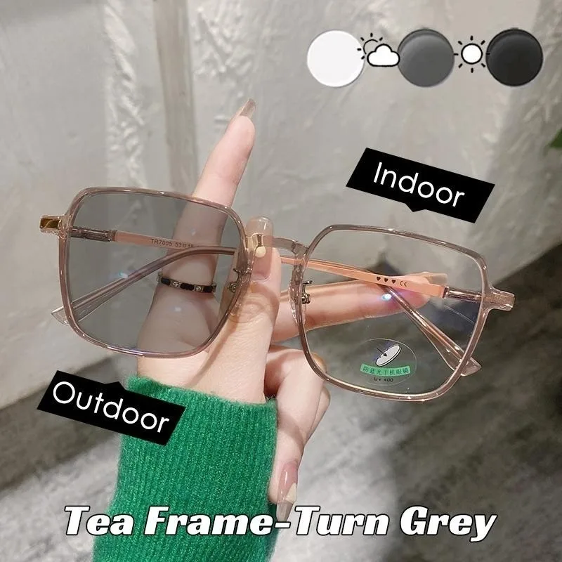 Weitsichtige Anti-Blaulicht-Brille, durchscheinende, verfärbte Lesebrille, abgestufte photochrome Lesebrille 0-+400 – Detail 5