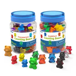 90/100PCS Canned Math Early Education AIDS,Transparent/Colored Bears with Storage Bucket Counting for Board Games,Math Classroom