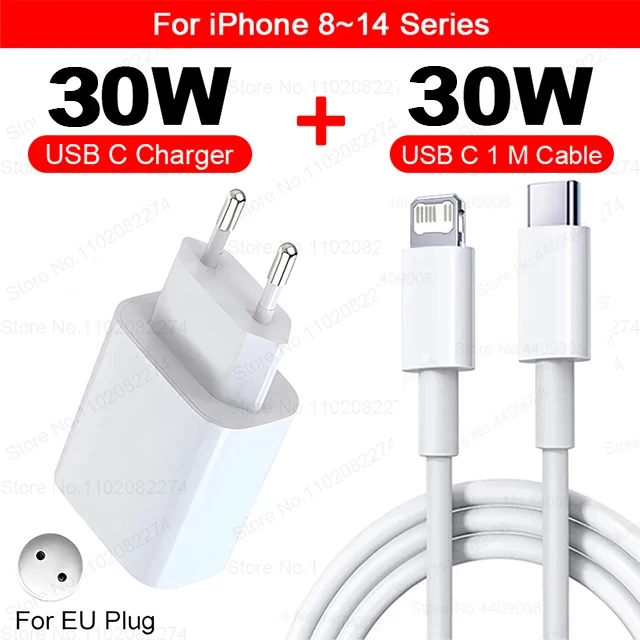PD 30W Schnellladegerät für iPhone 15 11 12 13 14 16 Pro Max Plus XR X XS Max Ladegerät Schnellladung USB Typ C Kabel Telefonzubehör