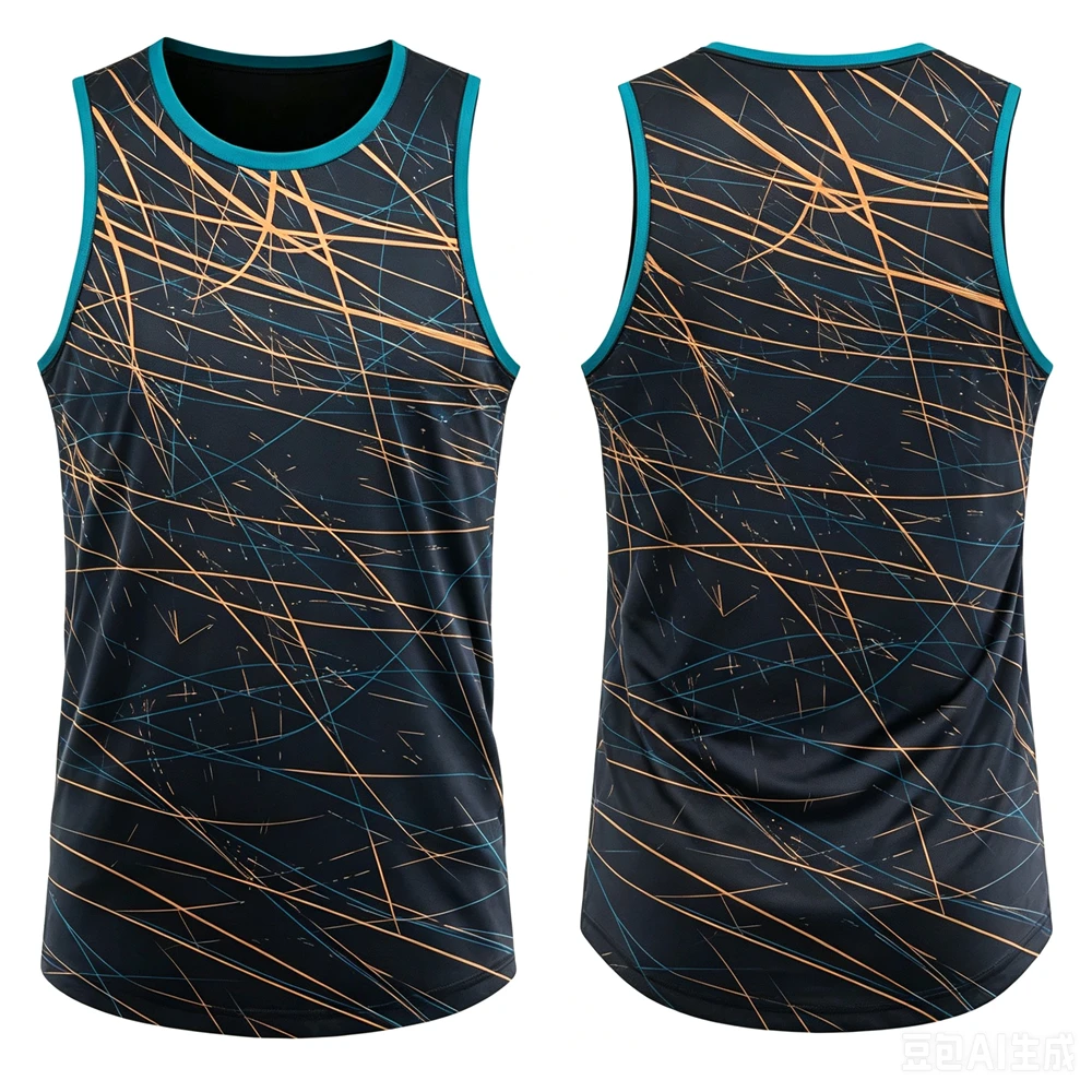 Funny Geometric Lines Print Men's Tank Top Casual O-neck Sleeveless Shirt Summer Loose Man Vest Fashion Quick Dry Breathable Tee