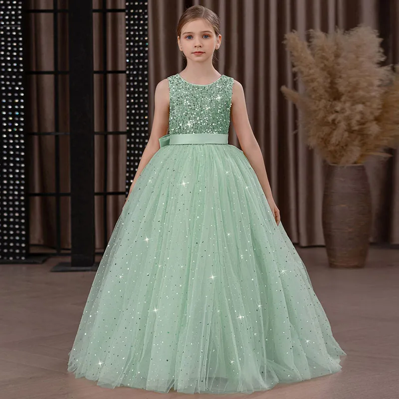 

Платье принцессы для девочек-подростков, роскошное выпускное платье с пайетками для девочек, элегантное платье для первого причастия синего цвета