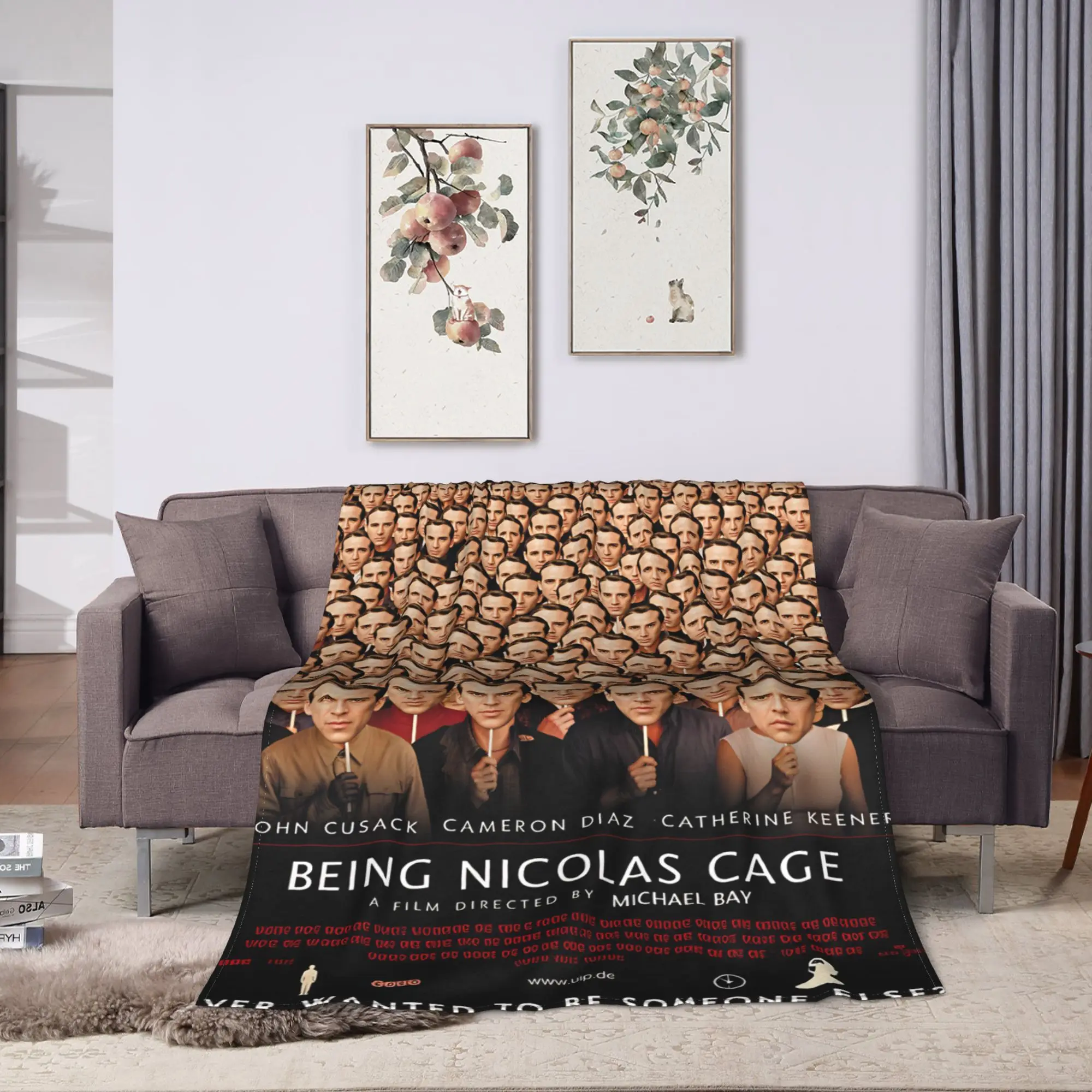 Nicolas Cage meme Blanket  Soft Funny Plush Bedding Throws For Couch Chair Airplane Travel Flannel Bedspread Bed Cover