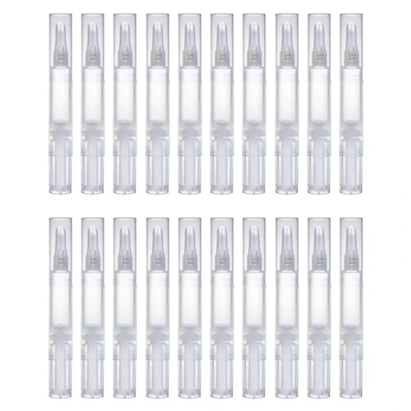 20Pcs 5ML Transparent Twist Cosmetic Pen Empty with Silicone Brush Lip Gloss Tube Container Refillable Makeup Applicator