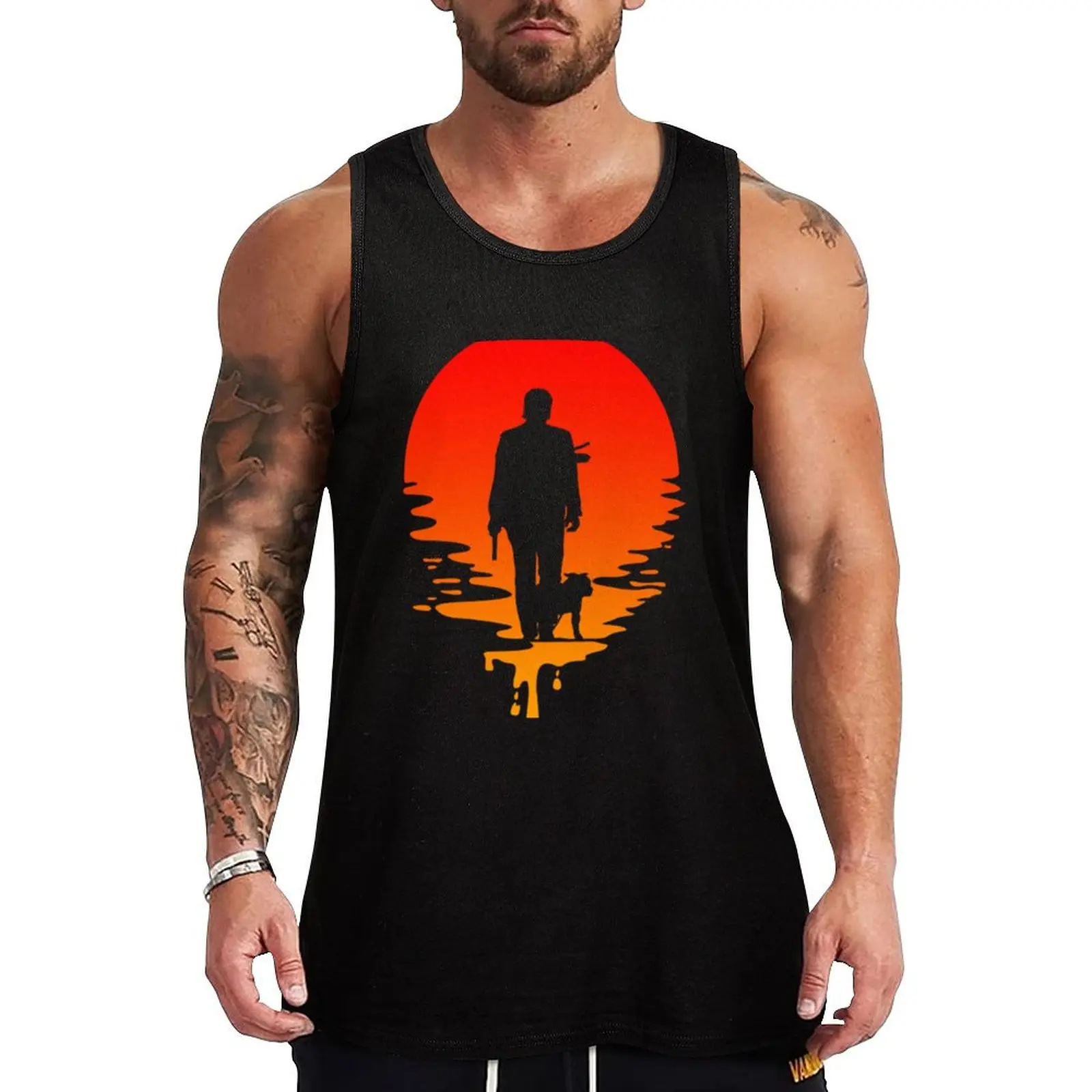 

John Wick Sunset Tank Top Men's cotton t-shirt Sleeveless T-shirt Men's summer vest