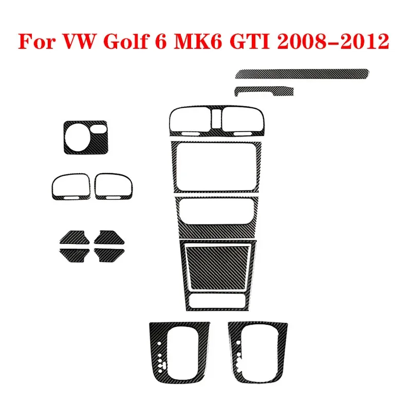 For Volkswagen VW Golf 6 MK6 GTI 2008 2009 2010 2011 2012 Carbon Fiber Black Stickers Car Interior Decorative Accessories