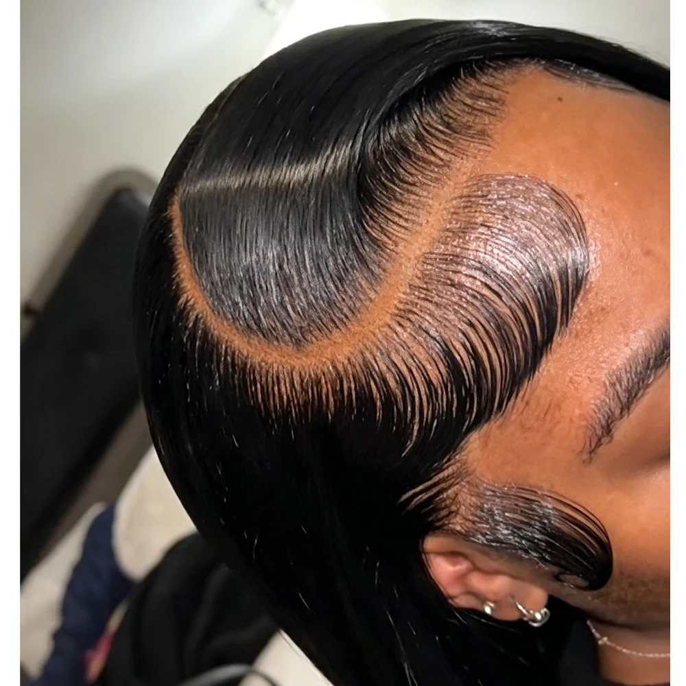 Hochdichte Body Wave Echthaar-Perücken 13x6 Transparente Lace Frontal Perücke Vorgezupfte Haarlinie Natürliches Schwarzes Haar Lace-Perücken