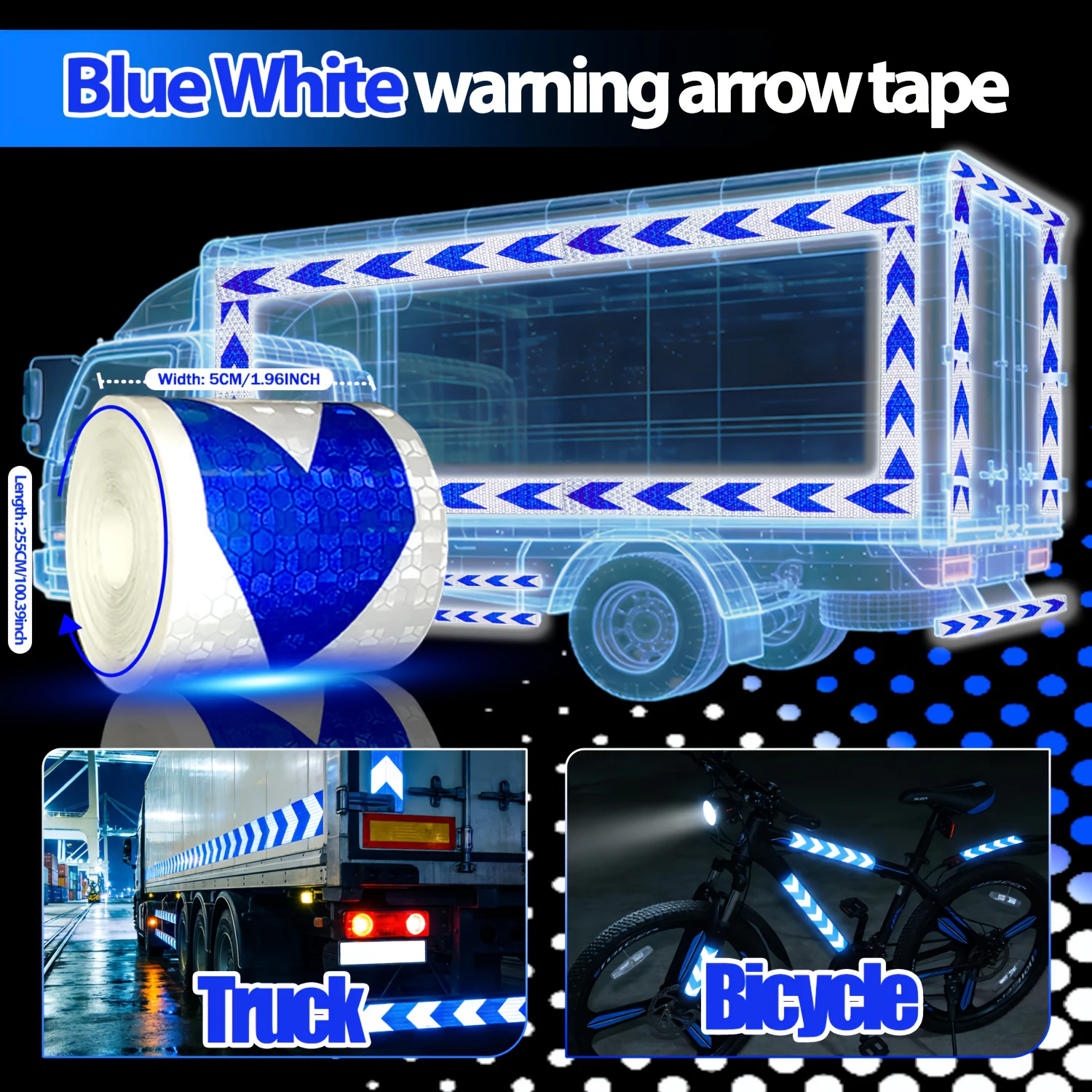 Arrow Reflective Tapes Conspicuity Waterproof Safety Caution Reflectors Warning Stickers DIY For Car Truck Vehicle