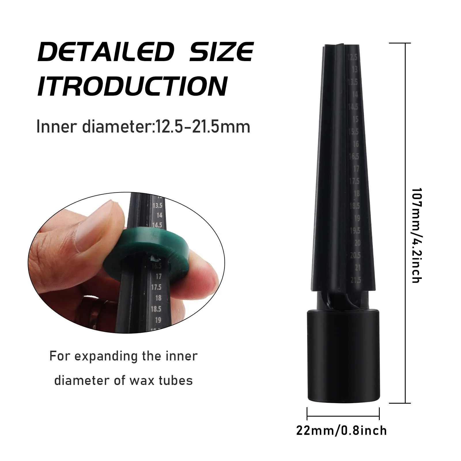 Ring Wax Knife Ruler – Wax Tube Inner Ring Expander & Sizer for Jewelry Casting and Carving (12.5-21.5mm)
