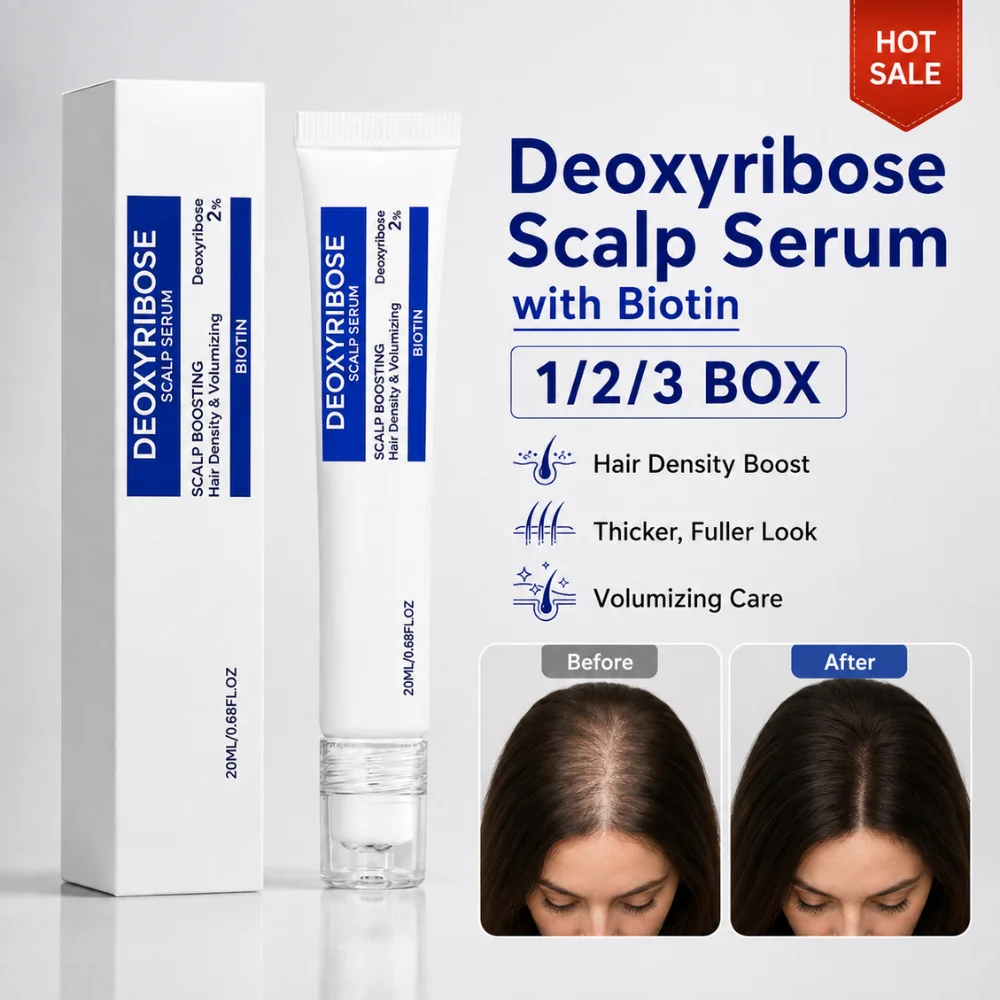 20ml Biotin Deoxyribose Hair Scalp Serum Roller Massage Applicator Volumizing Root Care No Rinse Fast Absorbing Hair Essence