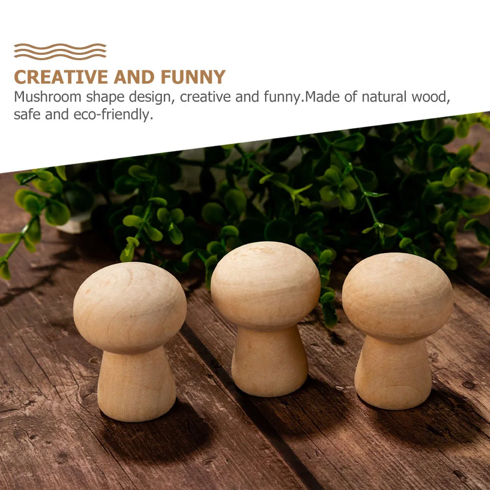20 pièces en bois naturel en forme de champignon inachevé bricolage Graffiti enfants dessin éducatif bureau parure jouets en bois