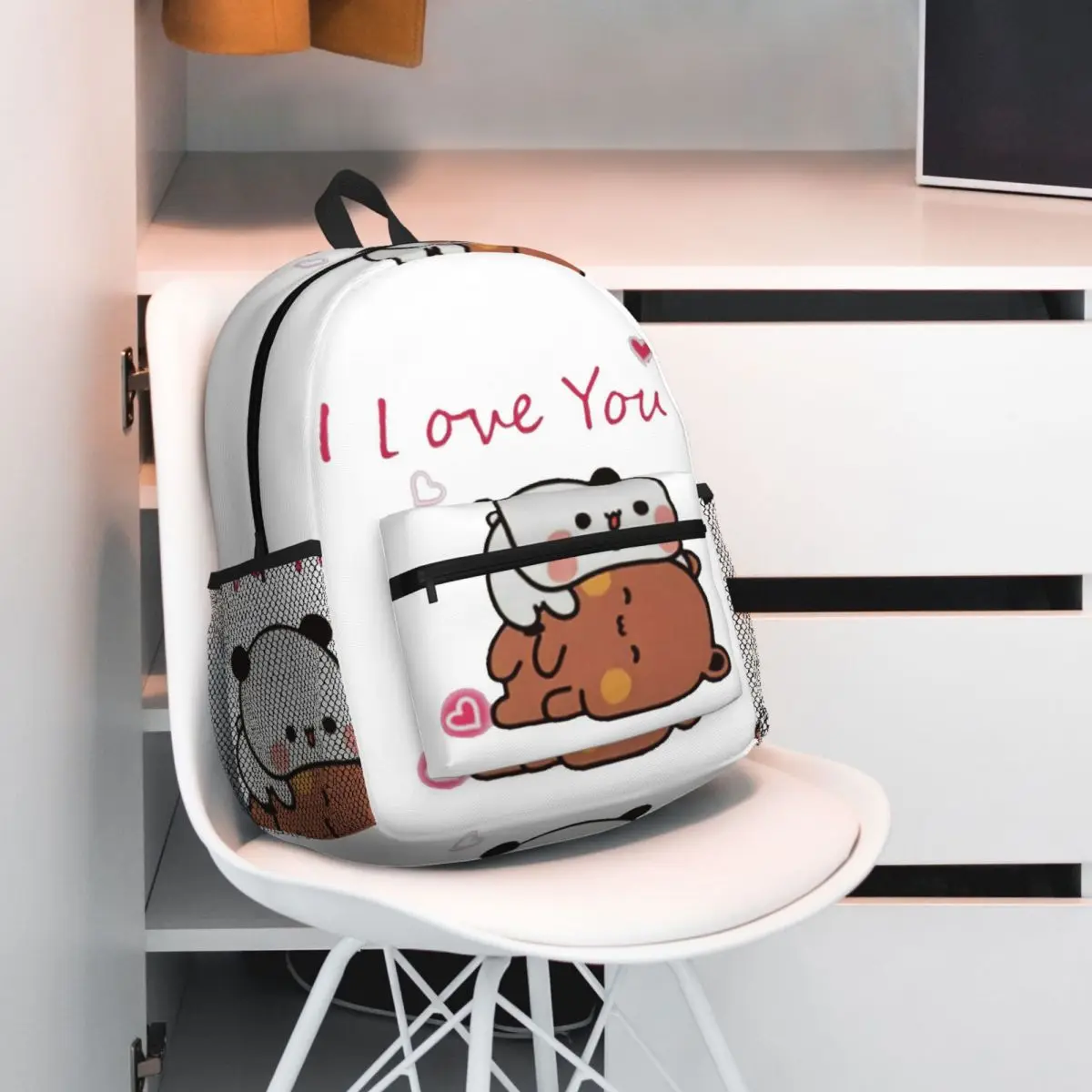 Bubu Dudu Panda And Brownie Bear Couple Backpack Daypack Large Capacity Kids BookBag School Bag Shoulder Bags for Men Women