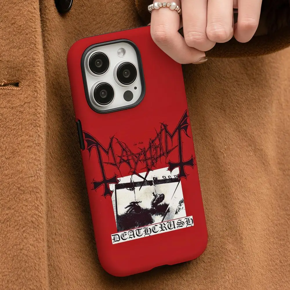 

Band M-Mayhem Phone Case For iPhone 17 16 15 14 13 12 Pro Max Plus Glossy HD Double-Layer Liquid Back Film Hard Shell