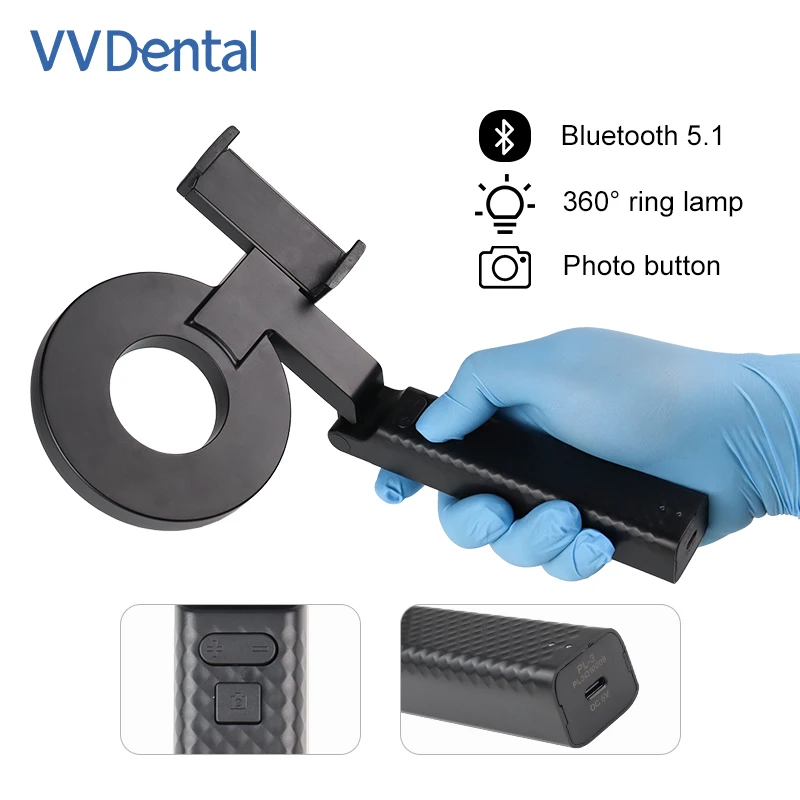 VVDental Dental Oral Photo Ring Light Rechargeable Intraoral Filling Light for Dentist Clinical Photography PL-3 Black Color