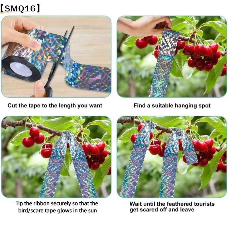 Double Side Laser Bird Scare Tape Keep Birds Away Bird Deterrent Tape For Garden Farm Orchard Or Courtyard【SMQ】