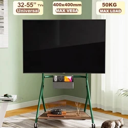 Small Spaces Floor TV Stand Rolling TV Cart for 32-55 Inch TV Screen up to 110 LBS Modern Living Room TV Stands VESA 400*400 mmm