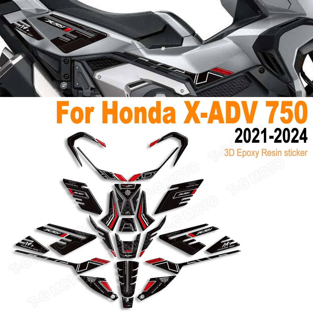 

Для Honda X-ADV 750 X ADV 750 Защитная накладка на бак для мотоцикла, комплект ручек, обтекатель колена, крыло, 3D наклейки, наклейки 2021-2024