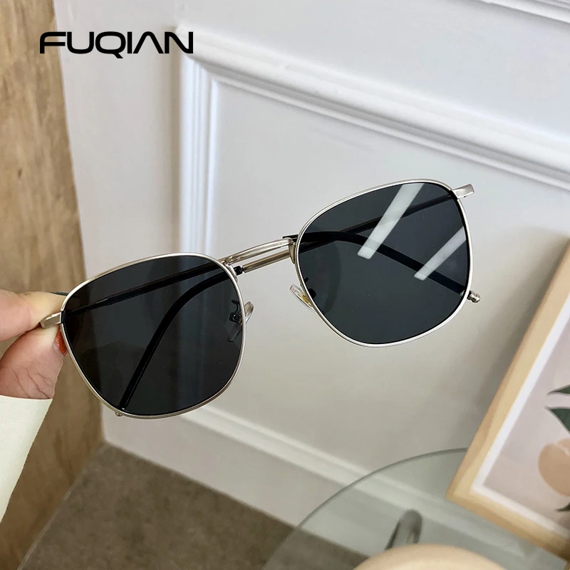 Fashion Metal Square Sunglasses Women Men Stylish Round Sun Glasses Ladies Retro Black Driving Shades UV400