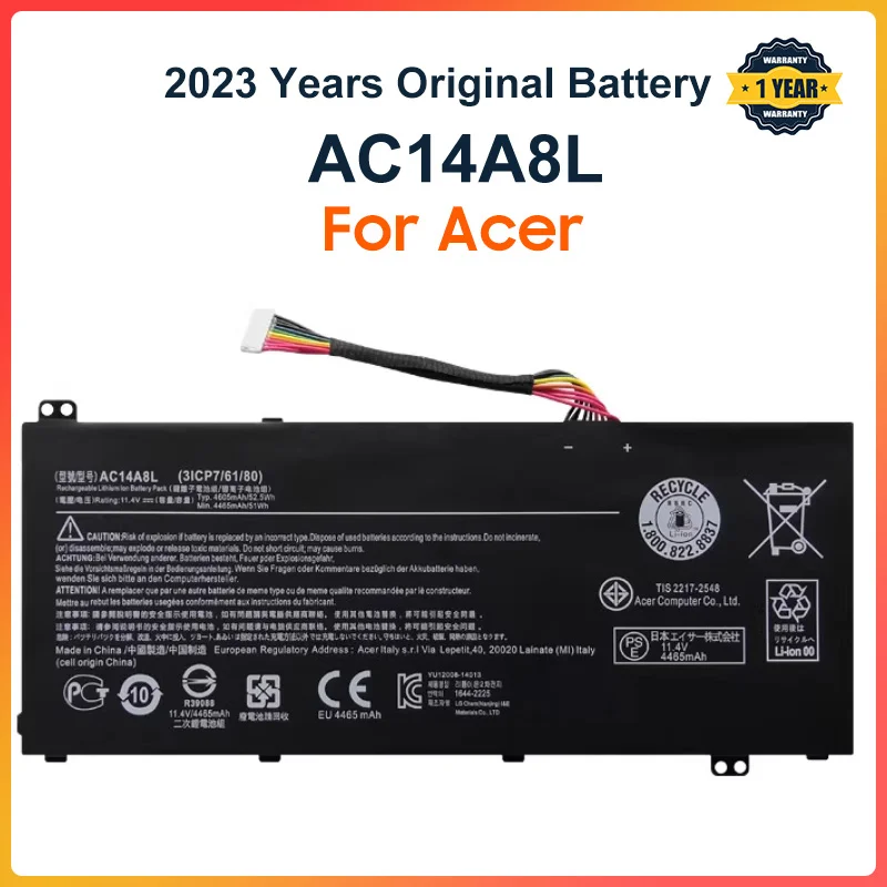 

Аккумулятор для ноутбука AC14A8L для Acer Aspire VN7-571 VN7-571G VN7-591 VN7-591G MS2391 KT.0030G.001 11,4 V 4605mAh