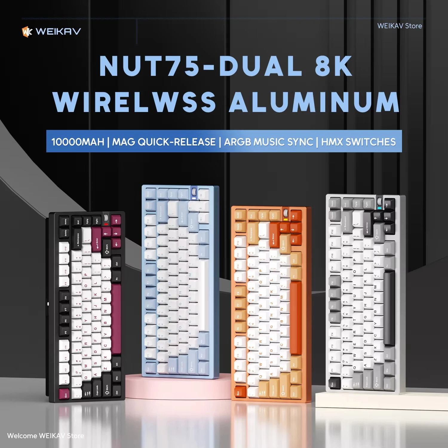 WEIKAV NUT75 Aluminum Alloy Wi - Keyboard Gaming Transparent ulasan dan harga