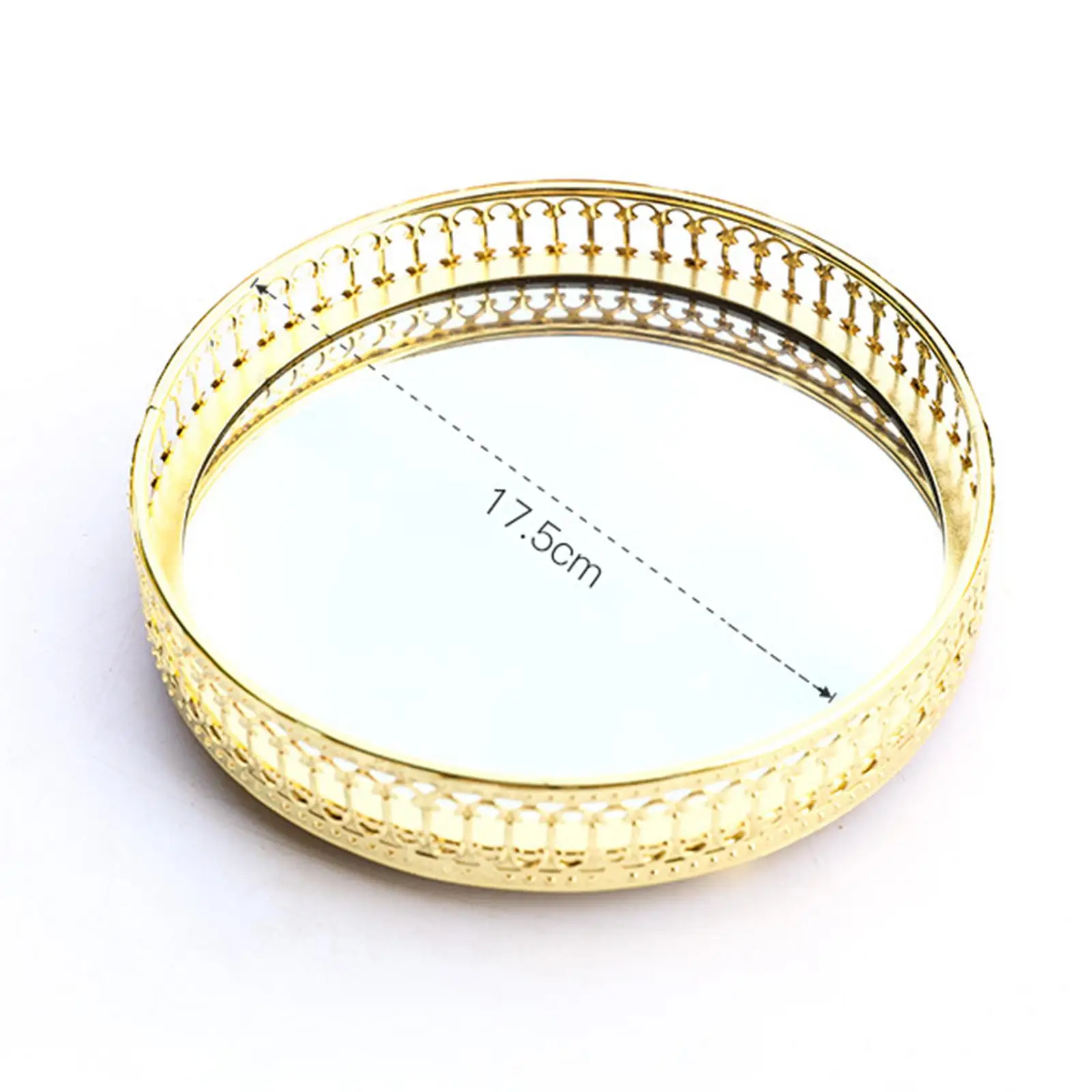Mirror Base Tray Golden Metal Vanity Tray for Perfume Decorative Home Decor Table Centerpiece Fruit Makeup Organizer