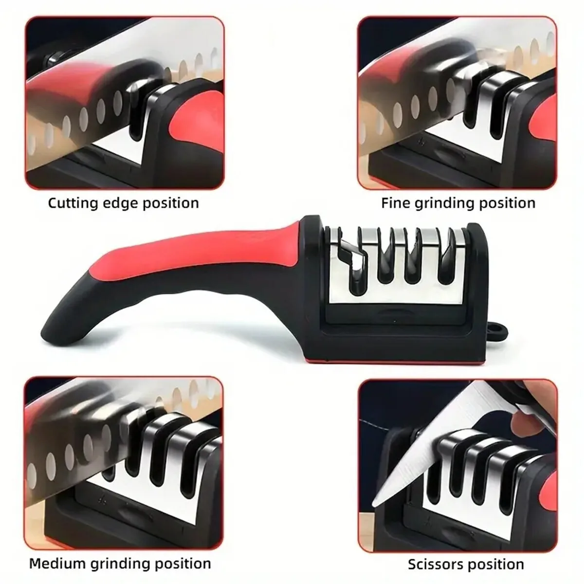 4 Section Quick Knife Sharpener Multi-functional Hand-held Whetstone Non-slip Knife Sharpener Kitchen Gadgets