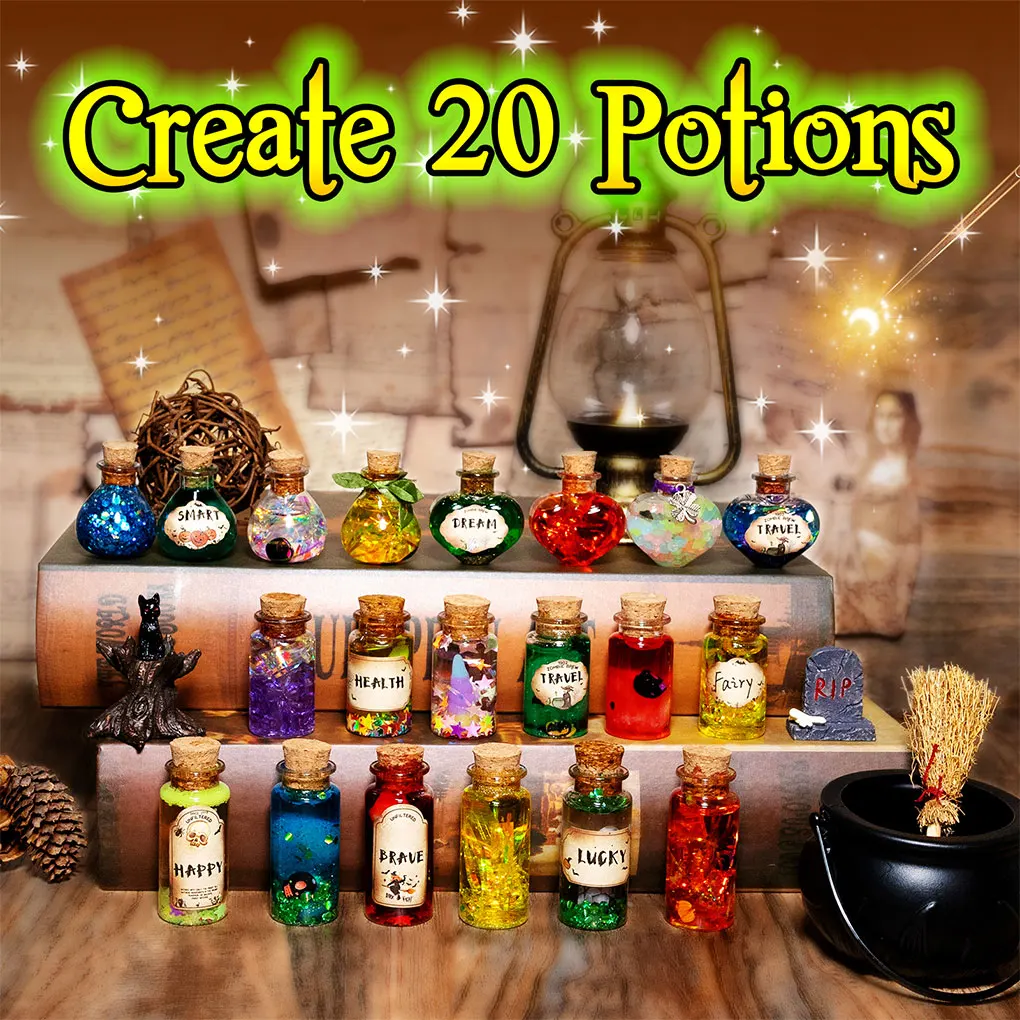 20pcs DIY Halloween Witch Magical Potions Fairy Mixies Potion Kits Christmas DIY Handmade Decorations Creative Crafts Toys