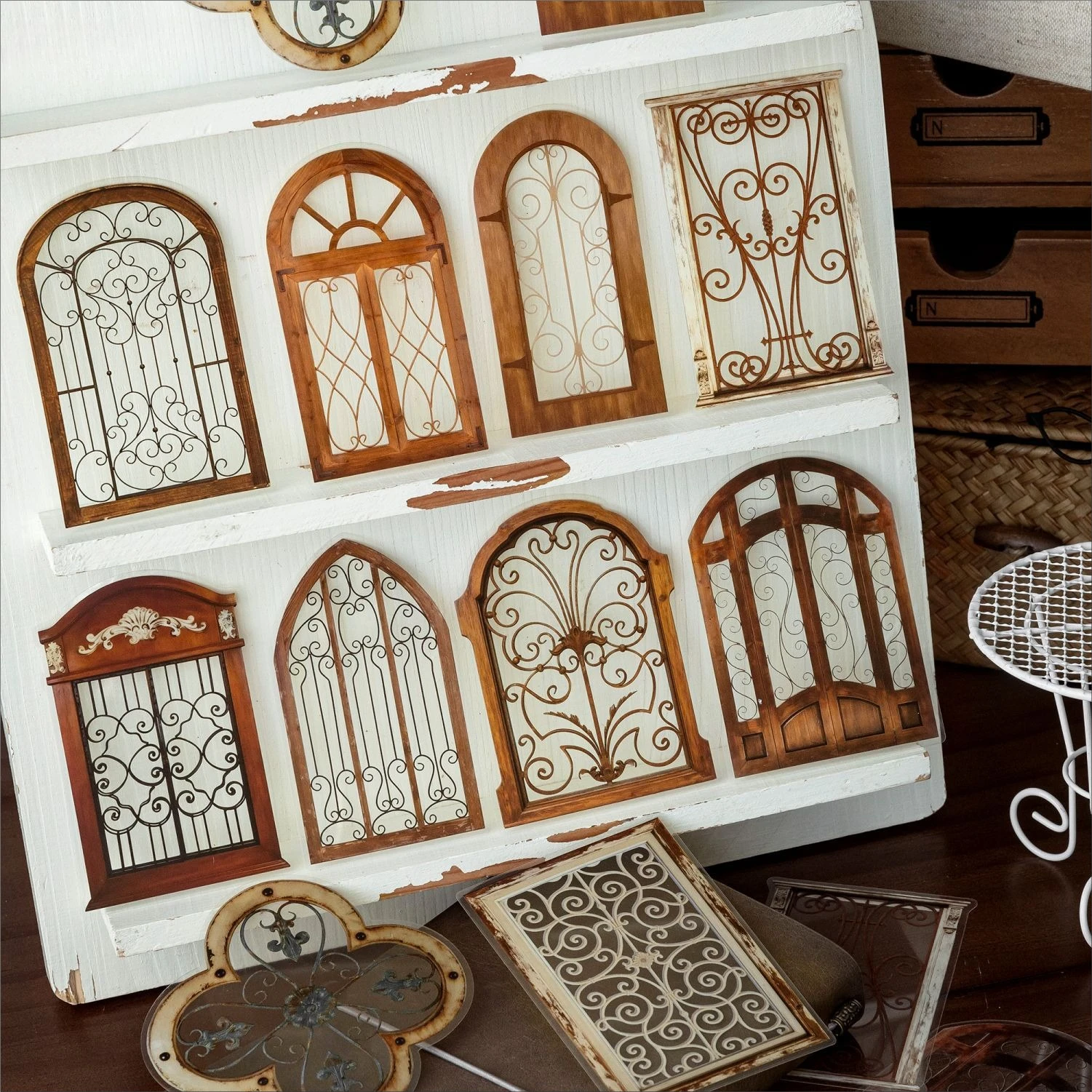 Vintage Baroque Window Landscape PET Sticker Creative DIY Journal Material Collage Scrapbooking Stationery