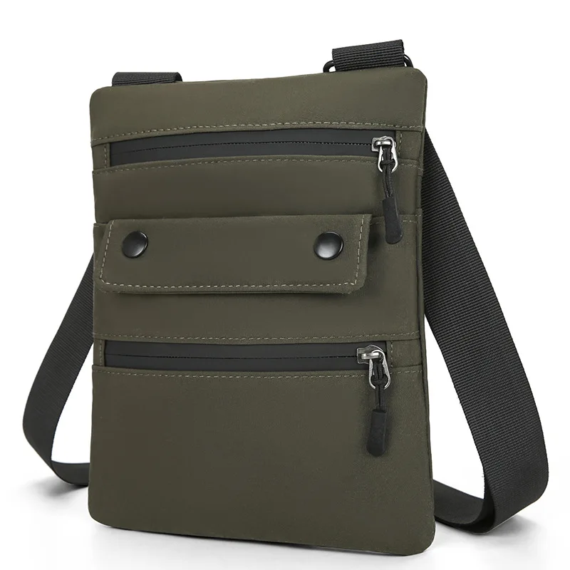 Vertical square men's shoulder bag, trendy brand, mobile phone storage, multi-pocket, lightweight travel single-shoulder bag