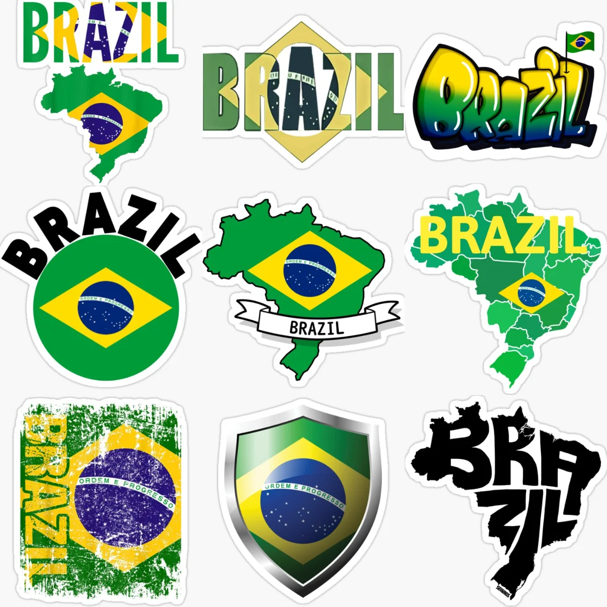 

BR Brazil Flag Map Emblem PVC Creative Car Stickers for Car Bicycle Window Helmet Wall Fridge Decoration Accessories