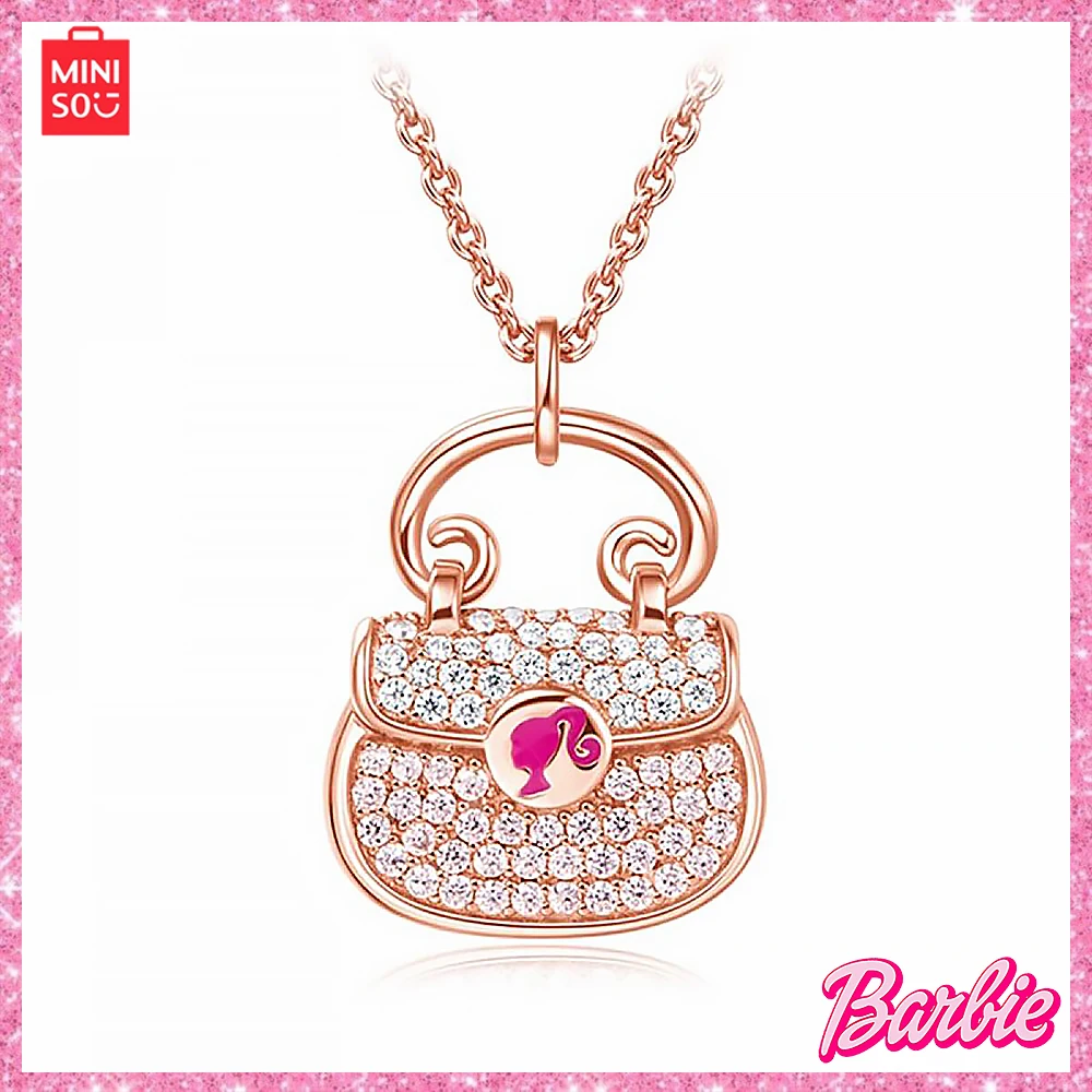 MINISO Boutique Barbie pulsera Cadena de ondas de agua, joyería de plata, Collar personalizado, cerradura de oro rosa, cadena de hueso, regalo de novia