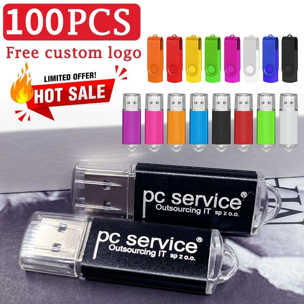 

100pcs Wholesale Price Metal Usb 2.0 Flash Drive 4GB 8GB Usb Pendrive 64GB 32GB Memory Stick Free Logo Gifts Waterproof U-disk