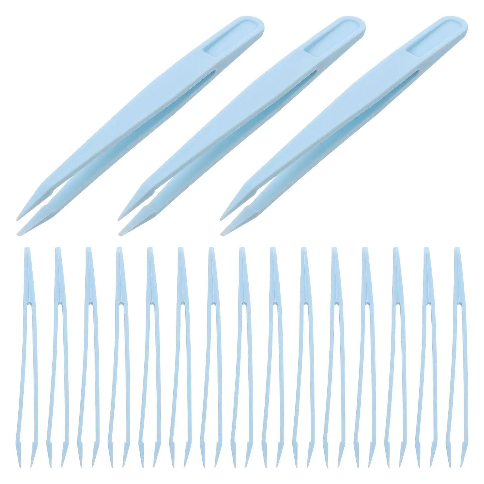 30Pcs Children Plastic Tweezers Straight Tip Crafting Beads Beadwork Jewelry Making Preschool Fine Motor Skills Science Tools