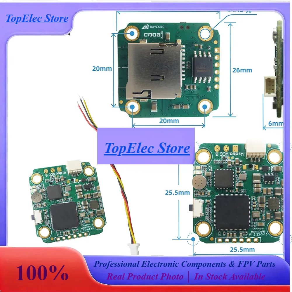 TopessCOOAI COOEYE BAYCK MINI DVR 5V-30V Support 512G MAX Micro SD PAL/NTSC/AHD720P (25/30/60fps) Camera Video Module For Drone