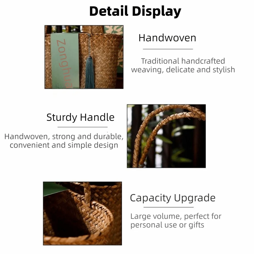 

Portable Bamboo Zongzi Packaging Box Chinese Style Eco-friendly Gift Packaging Handbag Handheld Gift Box Mid Autumn Festival