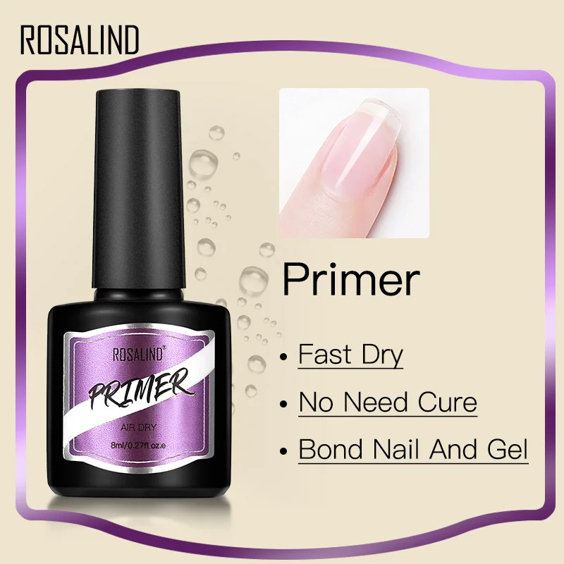 ROSALIND เล็บผง Matt Top Coat UV เจลสำหรับเล็บ Healthy Primer Base Top Coat กึ่งถาวรเล็บ Art