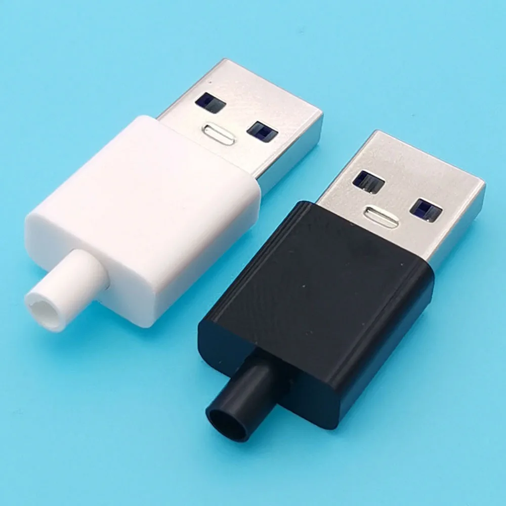 10 sets USB Male Plastics Shell DIY Data Cable Maintenance 2.0 5P USB Plug Accessories High Current Charging Plug