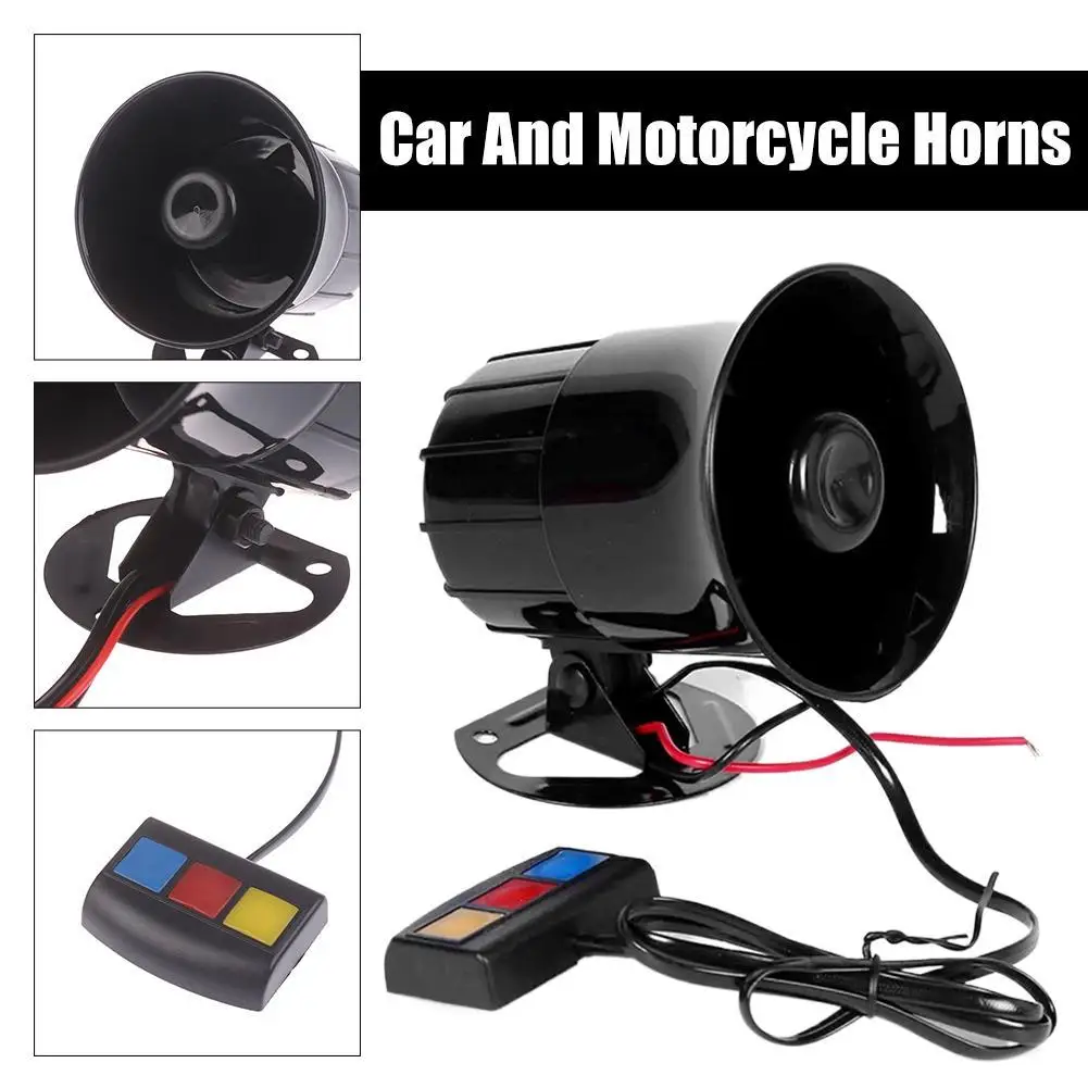 

20W Motorcycle Warning Alarm AD 115dB 12V 3 Tone Sound Loud Car Horn Police Fire Siren Horn Speaker Automotive Accessories