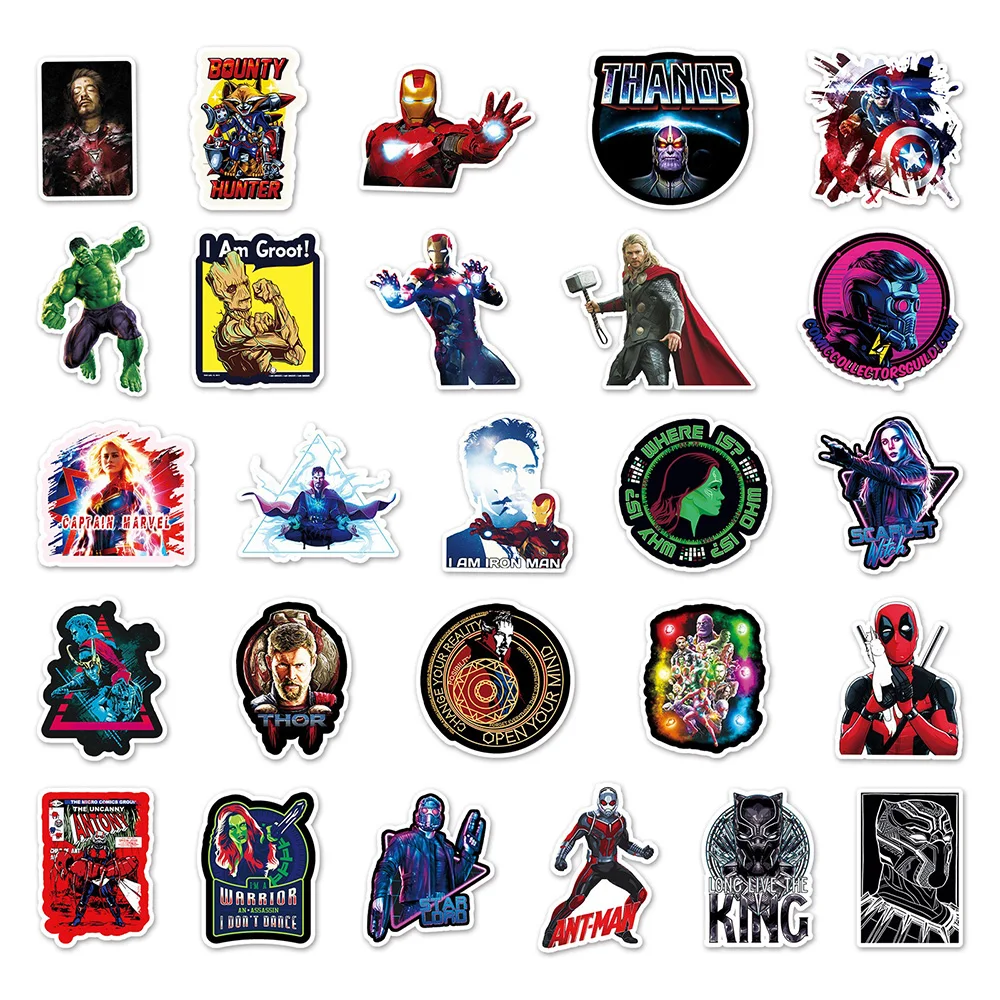 10/30/52PCS Disney Marvel The Avengers Super Hero Cartoon Stickers Graffiti Decals DIY Laptop Car Bike Toy Sticker For Kids Gift