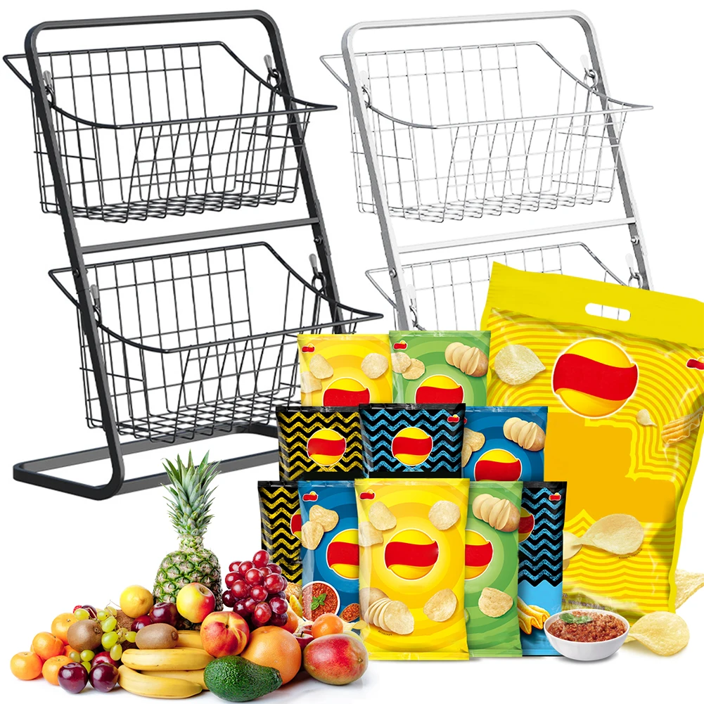 2-Tier Kitchen Storage Rack Multipurpose Metal Countertop Organizer Detachable Rustproof for Pepper Cooking Ingredients