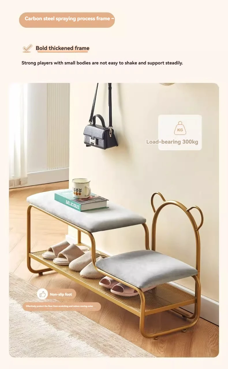 Integrated Shoe Changing Stool And Shoe Cabinet for Home Entrance Simple Design Door with Changing Stool at Entrance