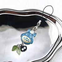 Kawaii Blue Animal Phone Charm Chain Soot Sprite Keychain for Backpack Pendant Anime Phone Charm Keyring Xmas Gifts