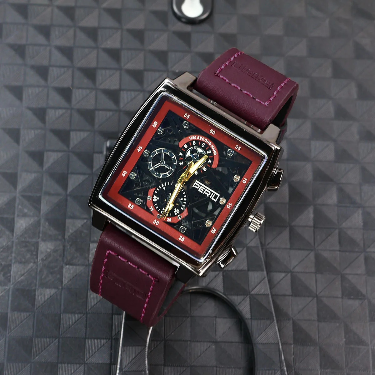 New Fashion Luxury Man Square Hollow Leather Watch Men Business Quartz Watches Students Sports Wrist Watches Gifts Reloj Hombre