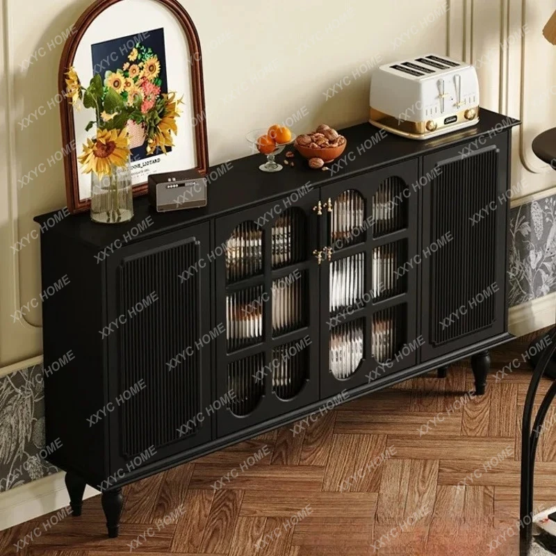 

Q retro side cabinet ultra-thin black and white locker living room against the wall