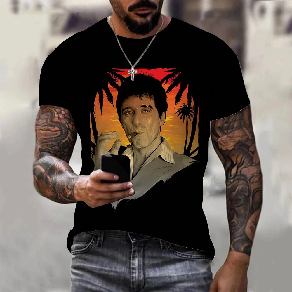 Movie Scarface 3D Print T-Shirts Streetwear Men Women Fashion Oversized Short Sleeve T Shirt O-Neck Male Tees Tops Clothing