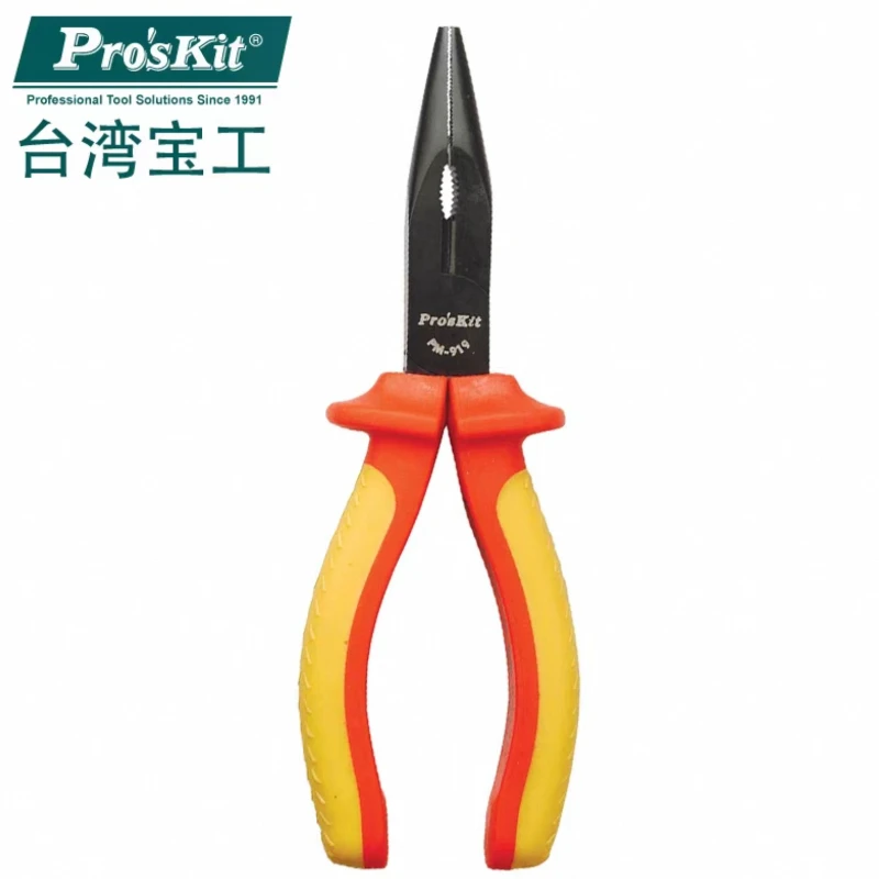 Изолированные высоковольтные плоскогубцы Proskit PM-919 VDE 1000V с тонкими губками, профессиональный инструмент электрика, Тайвань