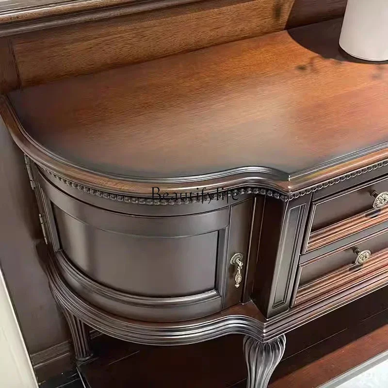 pg451American solid wood entrance cabinet semi-circular retro corridor decorative cabinet