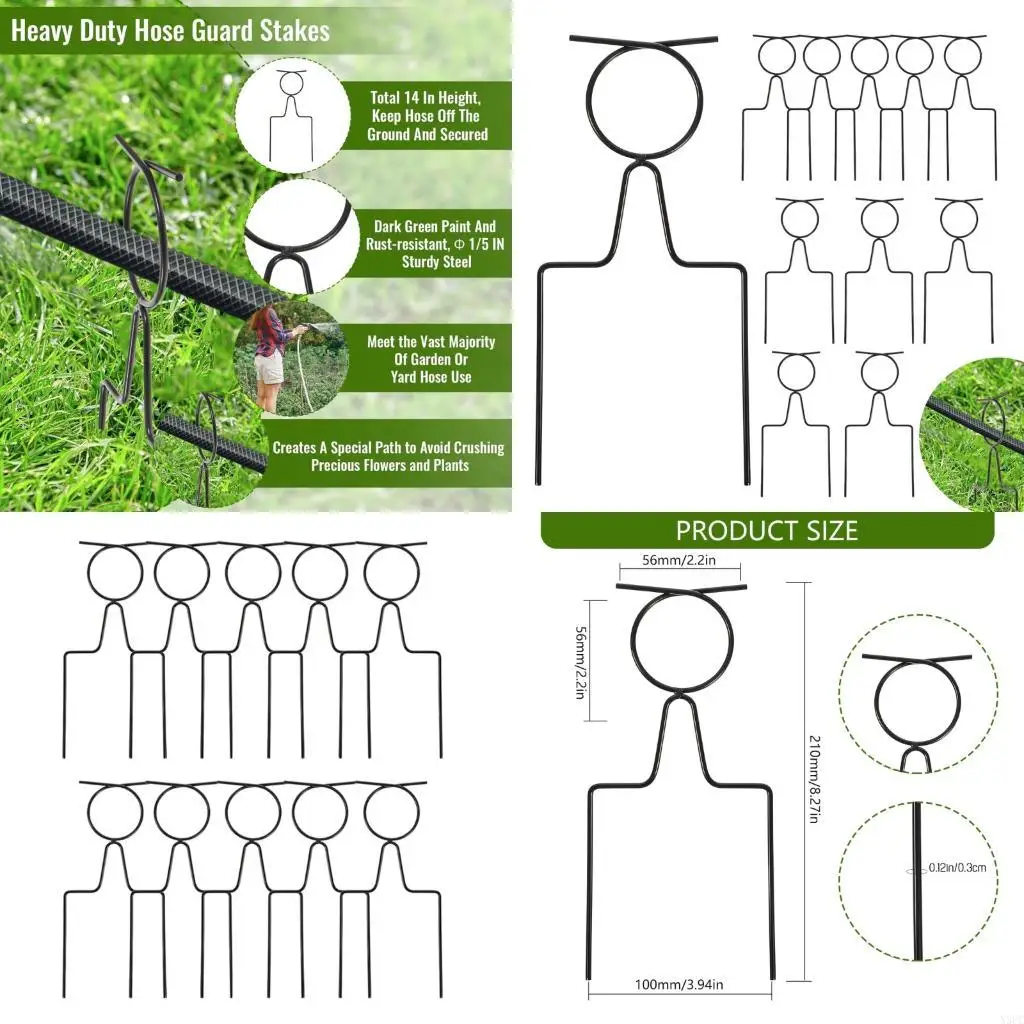 Pack of 10 Heavy Duty Garden Hose Guide Stakes Adjustable Opening Design Rust Proof Coating for Lawn Yard Irrigation System X3UC