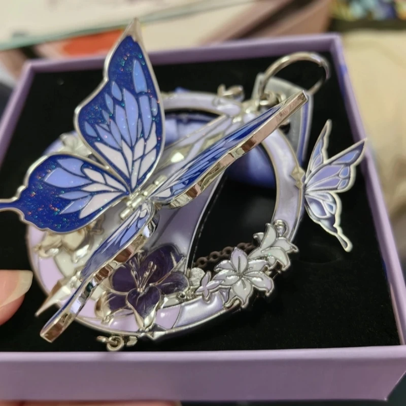 Original Keep Medal Flutter-By Dance Blossom Breath Rotating Blue Feather Mandarin Duck Song Badge Pins Display Stand Toy Gift