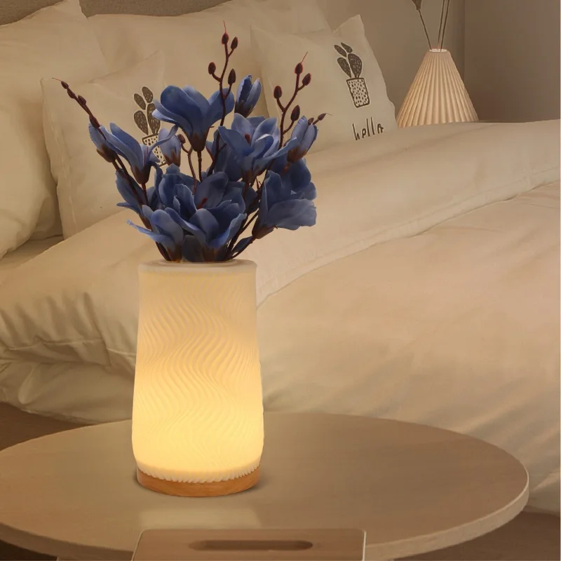 3D printing creative floral light led nordic vase light study bedroom table lamp art vase decoration bedside lamp