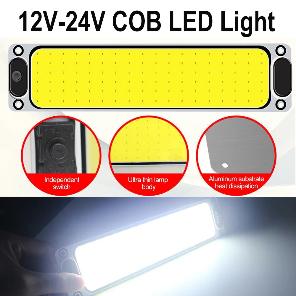 108LED 12-24V Car Reading LED Night Strip Light Interior Light Ceiling Lamp with Switch Button for Van Lorry Truck Camper Boat